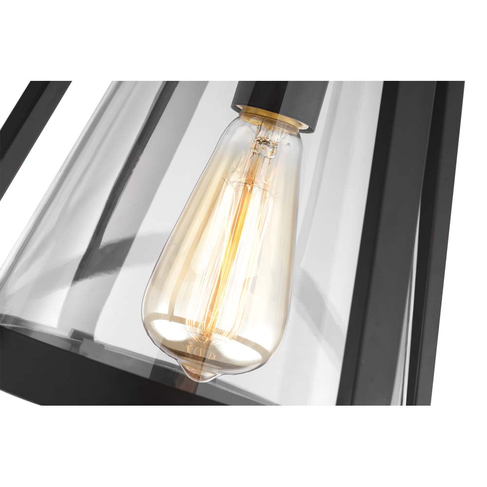 Everett 1-Light Large Wall Sconce Matte Black with Clear Glass