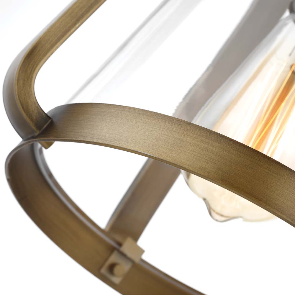Everett 7-in Mini Pendant Natural Brass Finish with Clear Glass