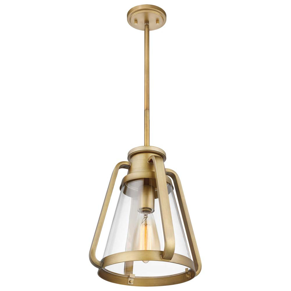 Everett 1-Light 10-in Pendant Natural Brass with Clear Glass