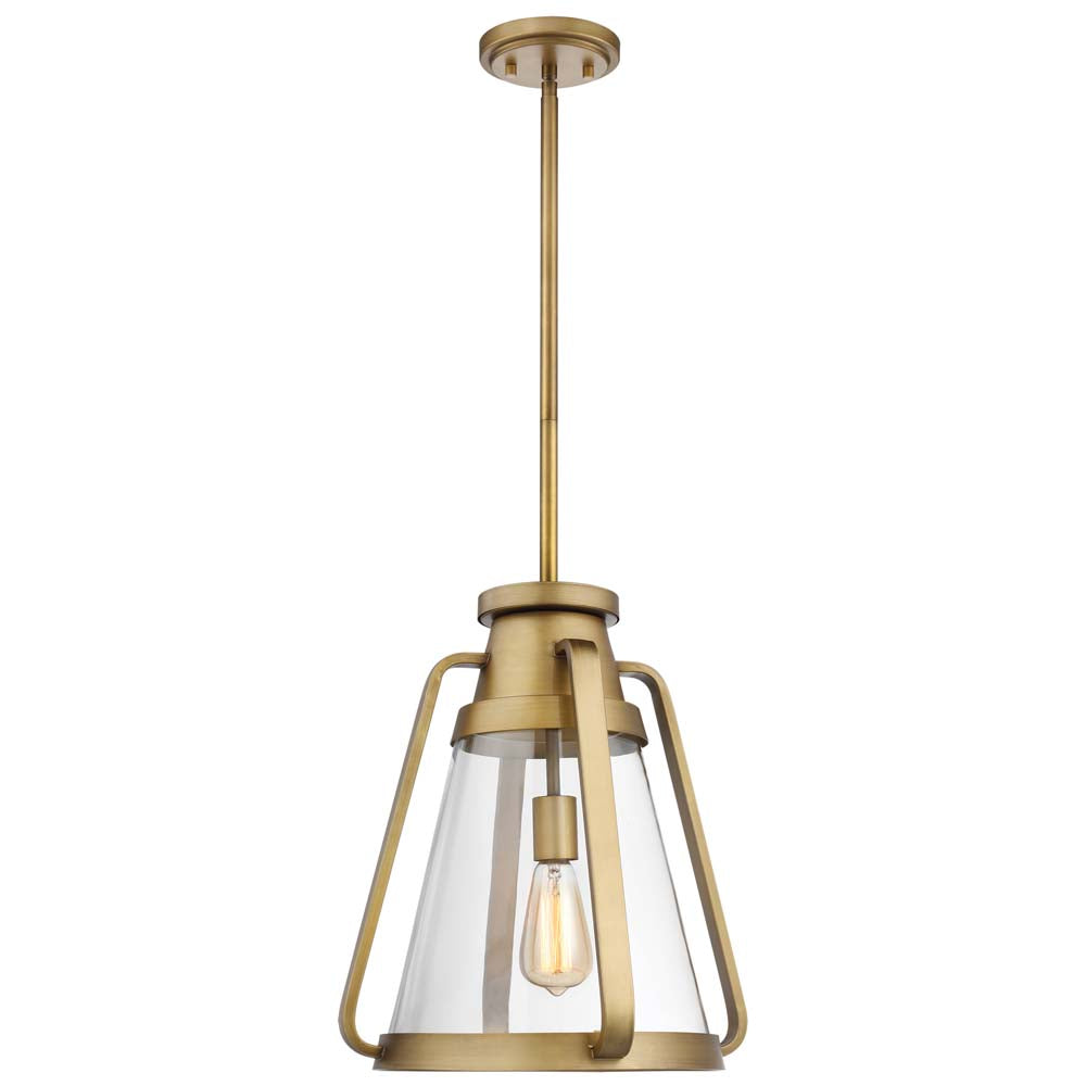 Everett 1-Light 14-in Pendant Natural Brass with Clear Glass