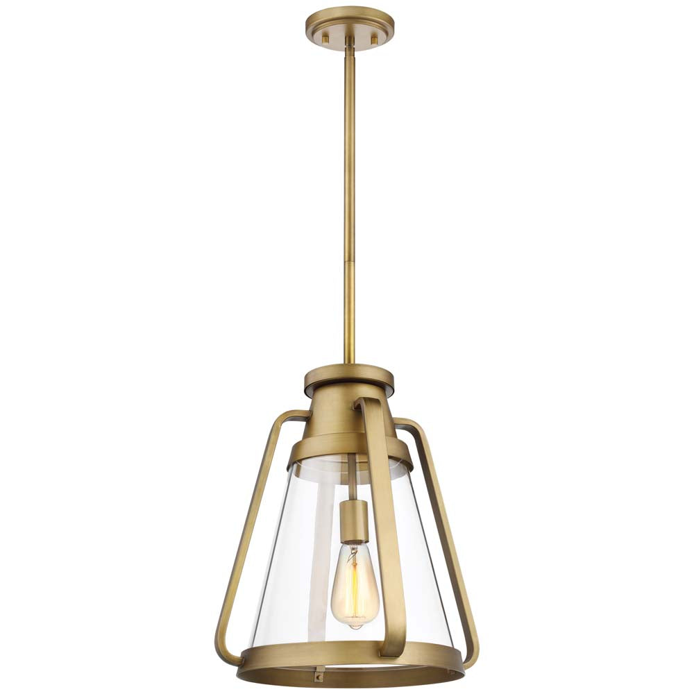 Everett 1-Light 14-in Pendant Natural Brass with Clear Glass