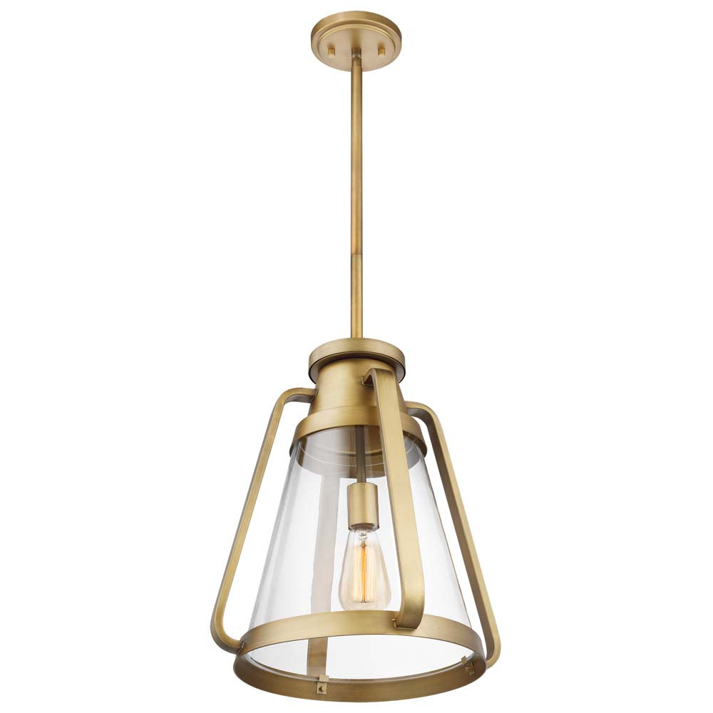 Everett 1-Light 14-in Pendant Natural Brass with Clear Glass