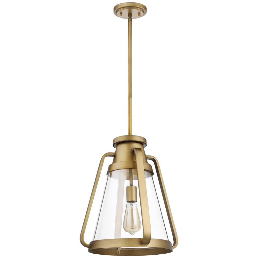 Everett 1-Light 14-in Pendant Natural Brass with Clear Glass