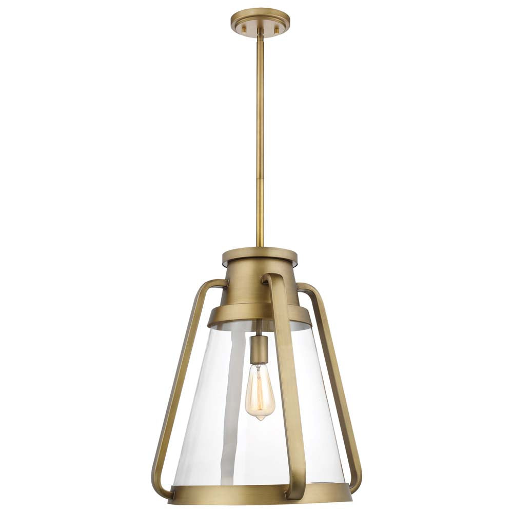 Everett 1-Light 18-in Pendant Natural Brass with Clear Glass