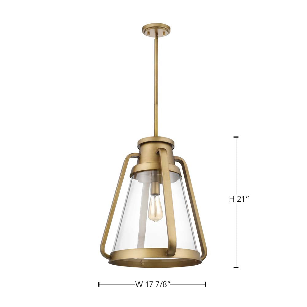 Everett 1-Light 18-in Pendant Natural Brass with Clear Glass