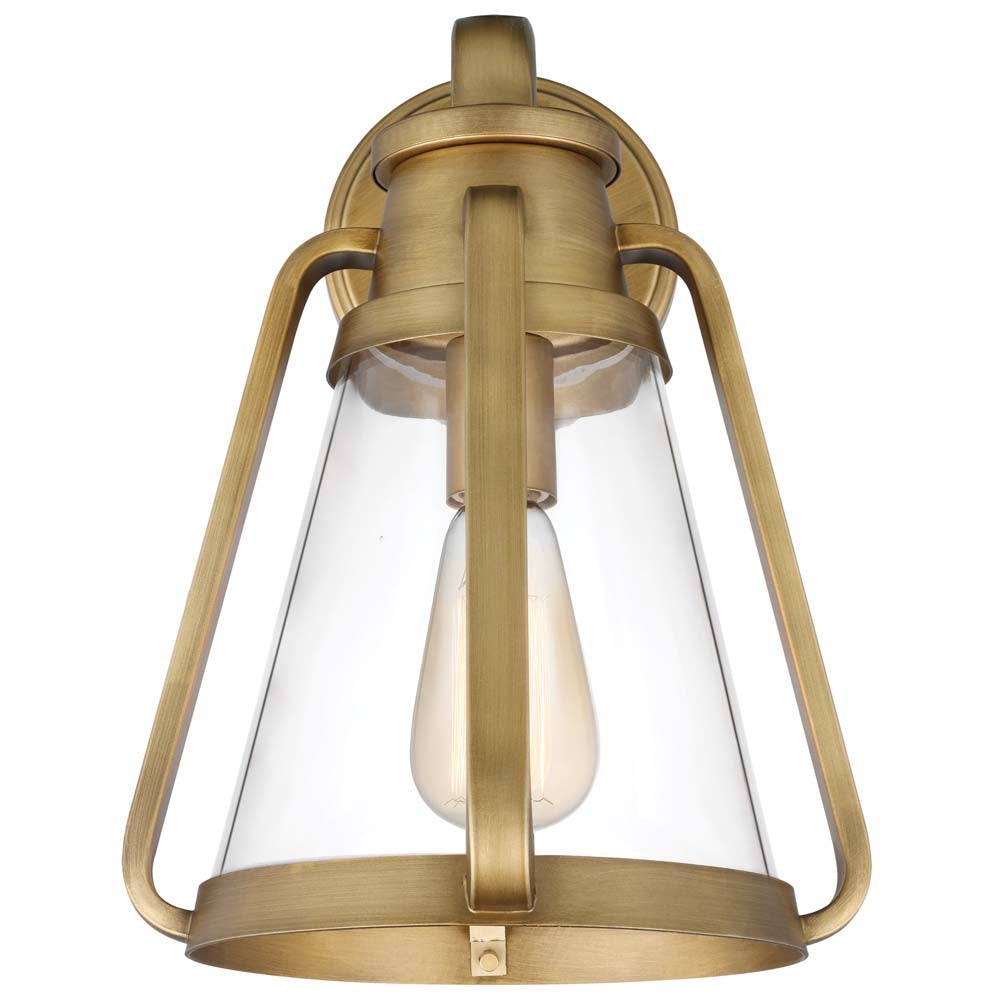 Everett 1-Light Large Wall Sconce Natural Brass with Clear Glass