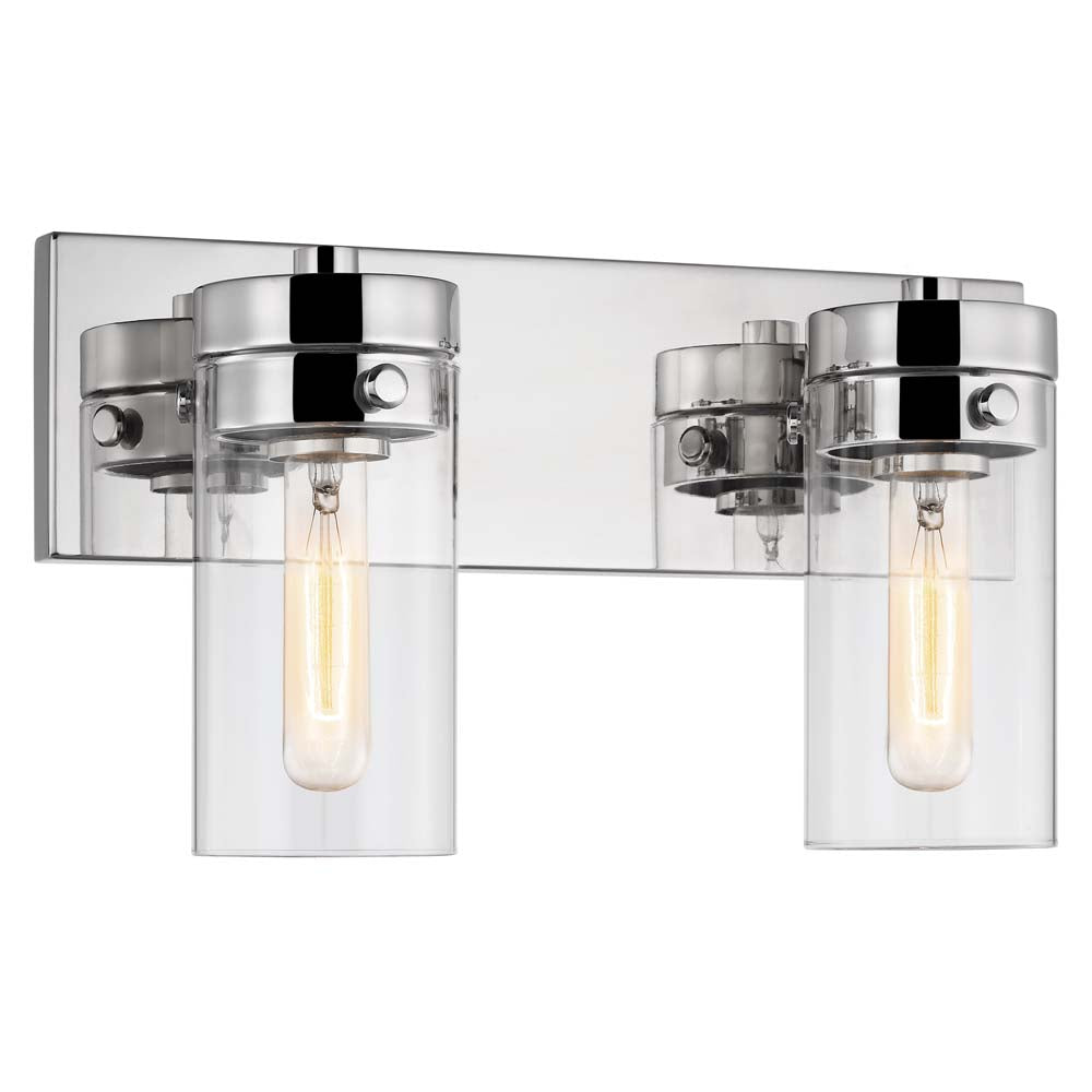 Intersection 2-Light Vanity Polished Nickel with Clear Glass