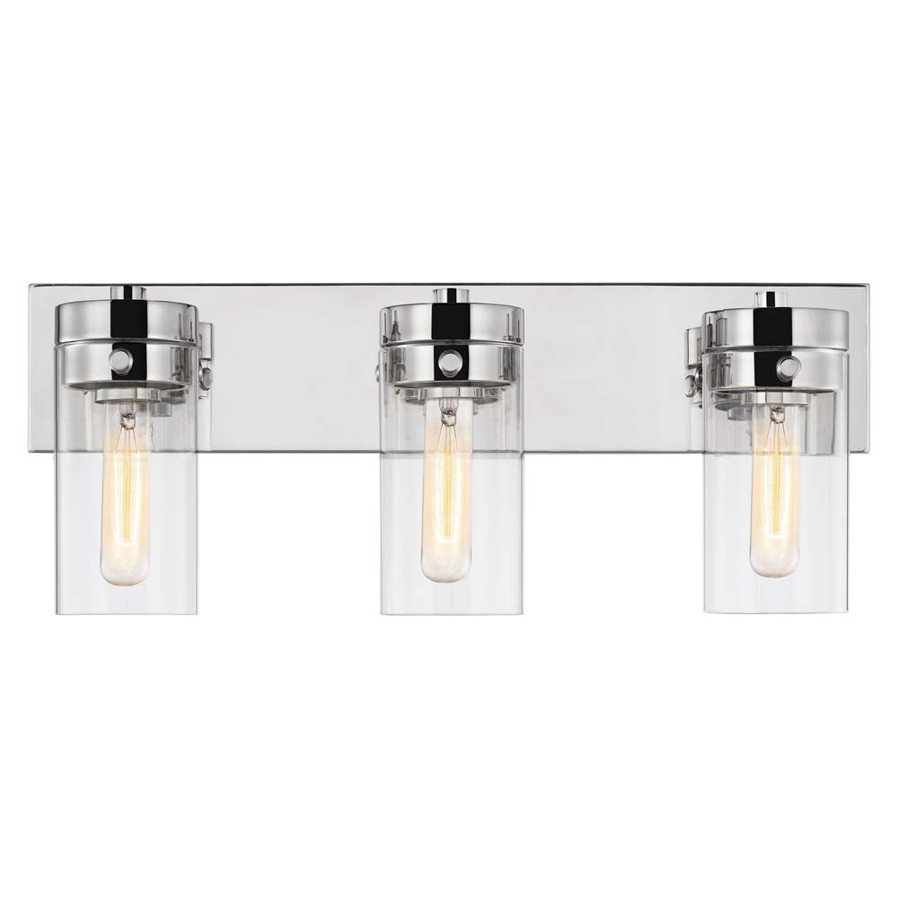 Intersection 3-Light Vanity Polished Nickel with Clear Glass