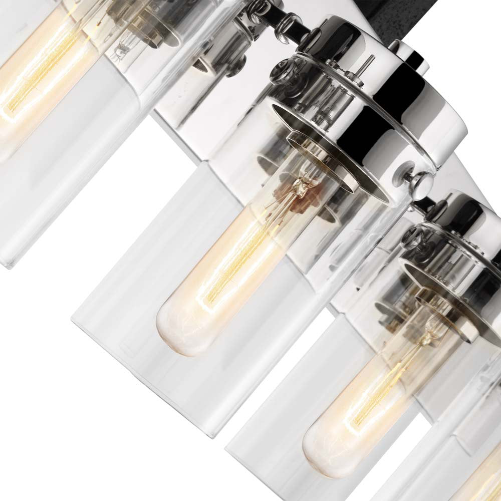Intersection 4-Light Vanity Polished Nickel with Clear Glass