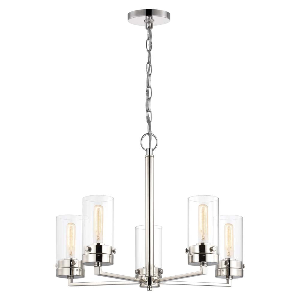 Intersection 5-Light Chandelier Polished Nickel with Clear Glass