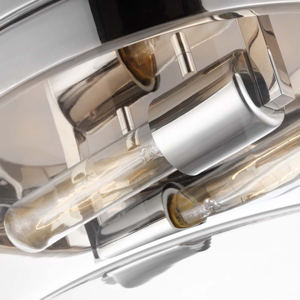 Intersection 60w Medium Flush Mount Fixture Polished Nickel w/ Clear Glass