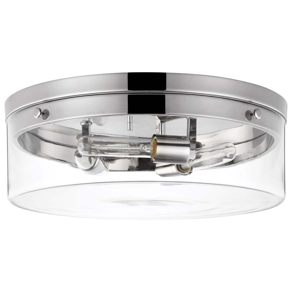 Intersection 60w Large Flush Mount Fixture Polished Nickel w/ Clear Glass