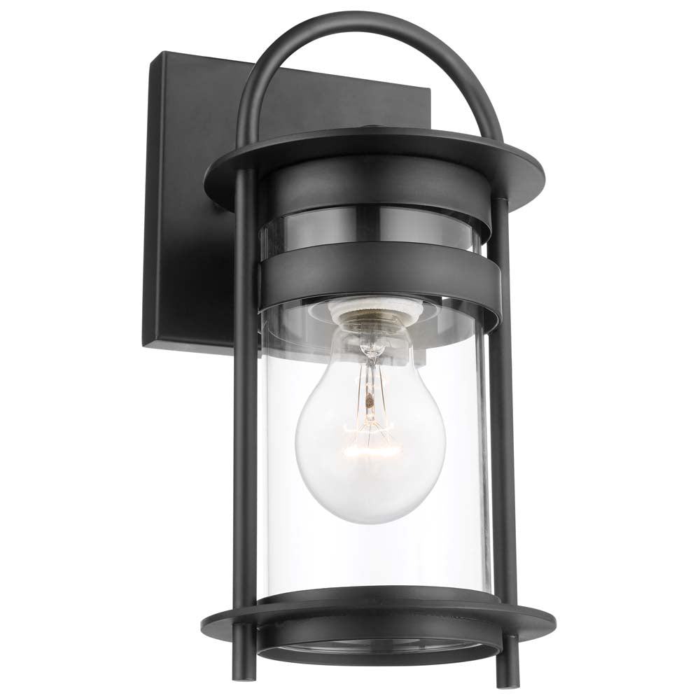 Bracer Small Wall Lantern Matte Black Finish w/ Clear Glass