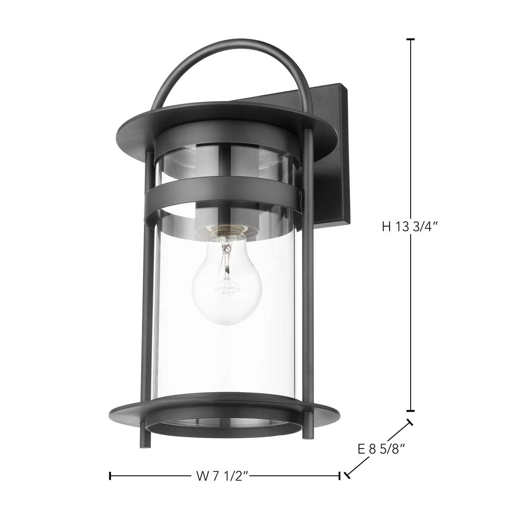 Bracer Medium Wall Lantern Matte Black Finish w/ Clear Glass
