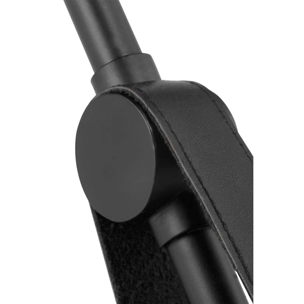 Zelda Pendant E26 Base 60w Black Finish Black Metal Shade Faux Leather Straps
