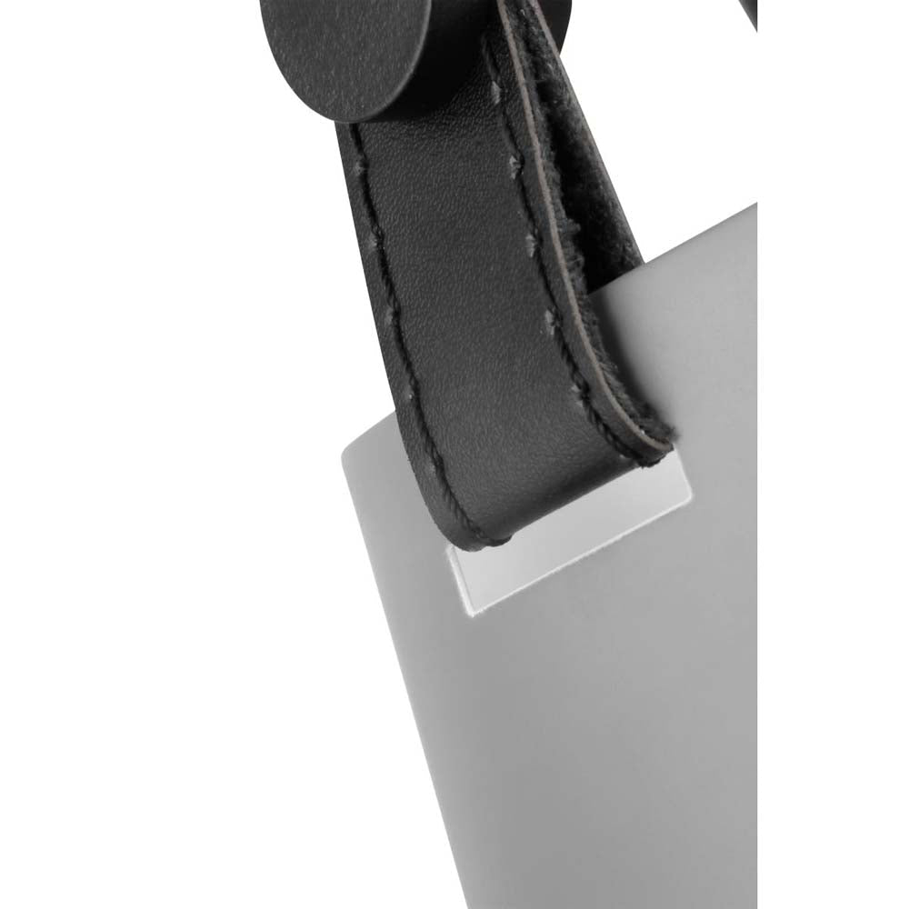 Zelda Pendant E26 Base 60w Black Finish Grey Metal Shade Faux Leather Straps