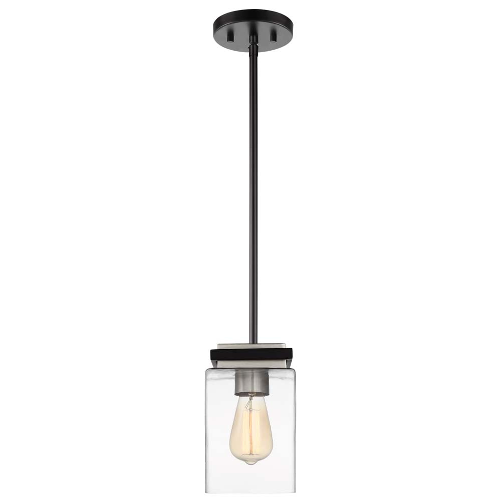 Crossroads 1-Light Mini Pendant Matte Black with Clear Glass