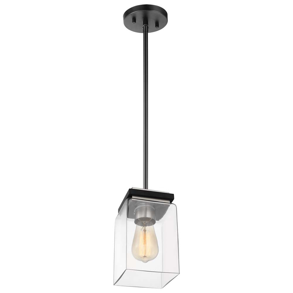 Crossroads 1-Light Mini Pendant Matte Black with Clear Glass