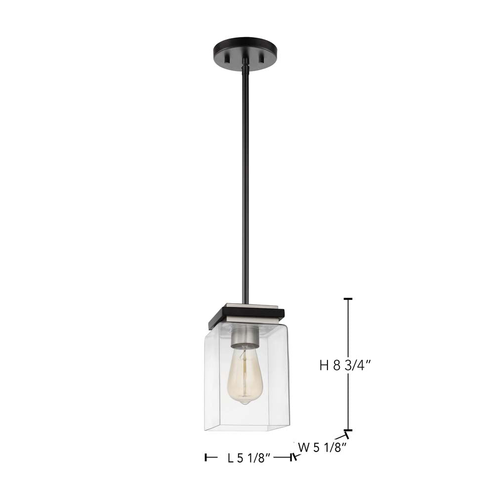 Crossroads 1-Light Mini Pendant Matte Black with Clear Glass