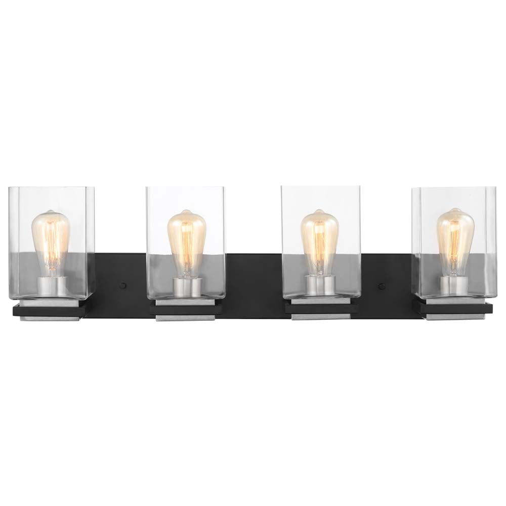 Crossroads 4-Light Vanity Matte Black with Clear Glass
