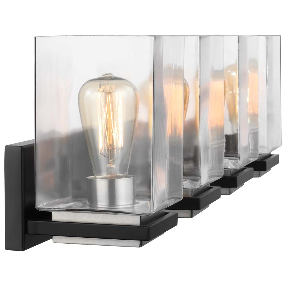 Crossroads 4-Light Vanity Matte Black with Clear Glass