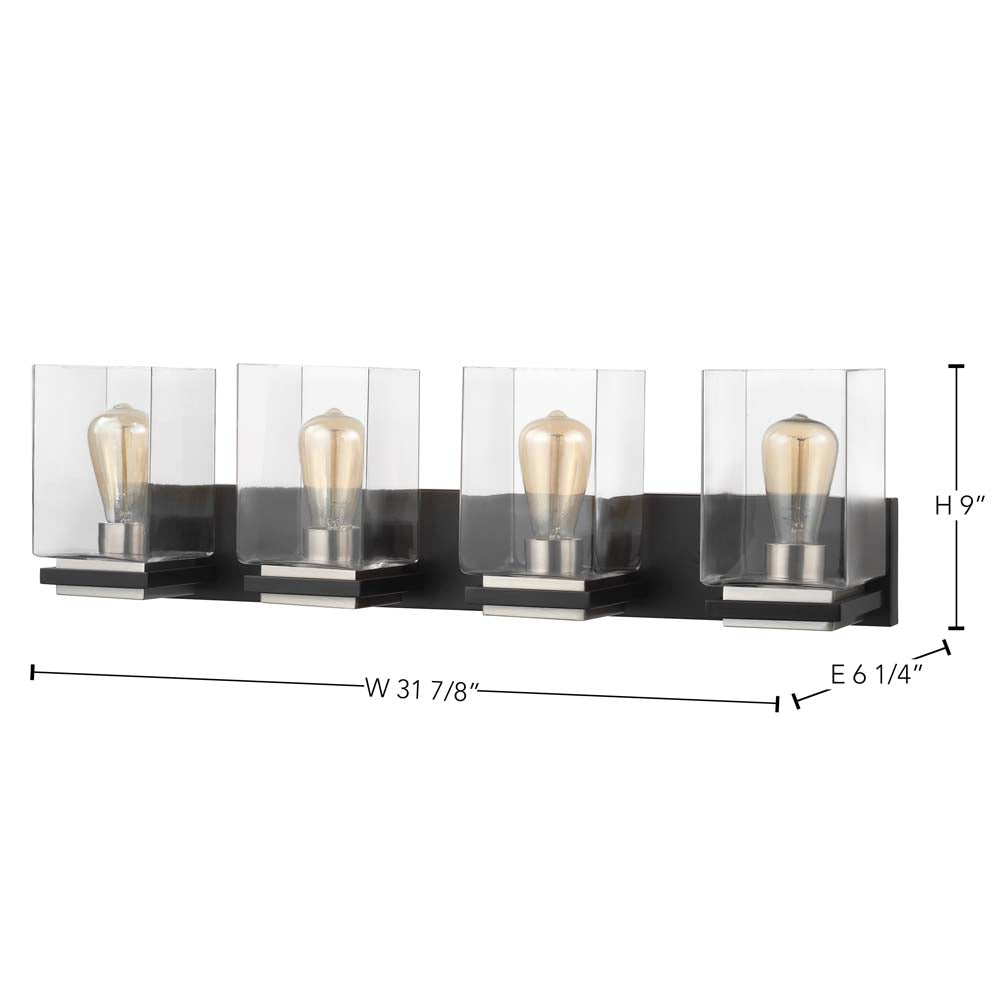 Crossroads 4-Light Vanity Matte Black with Clear Glass
