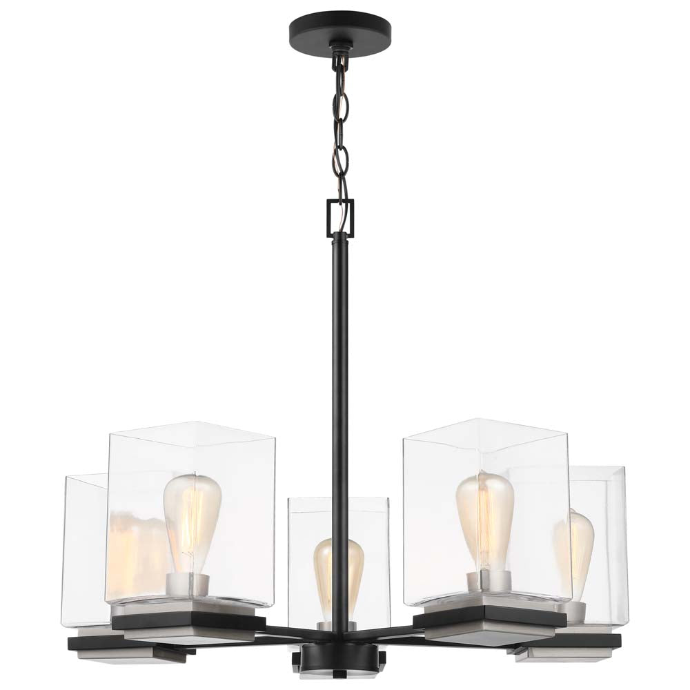 Crossroads 5-Light Chandelier Matte Black with Clear Glass