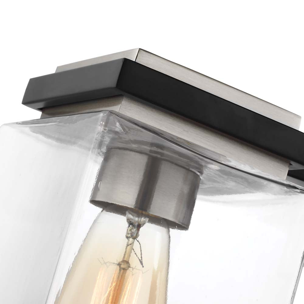 Crossroads 3-Light Semi-Flush Fixture Matte Black with Clear Glass