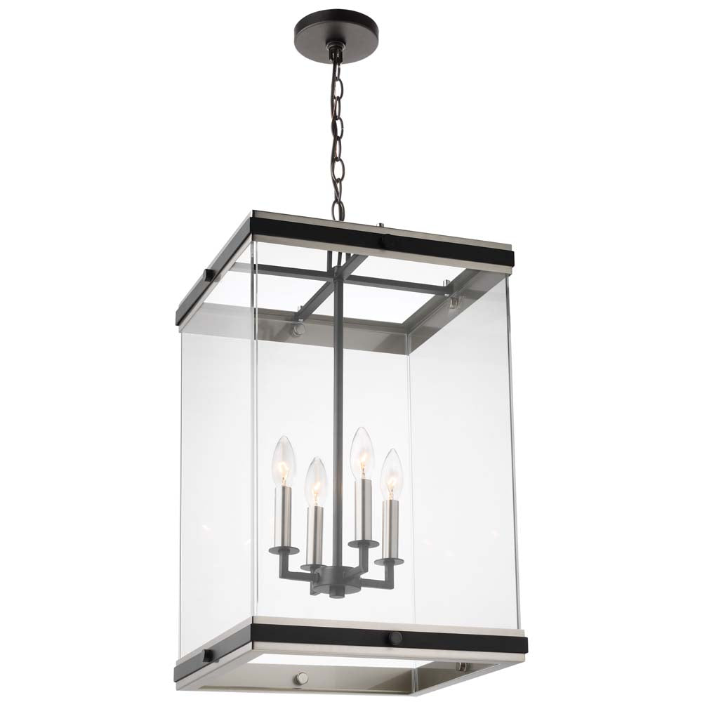 Crossroads 4-Light Foyer Pendant Matte Black with Clear Glass