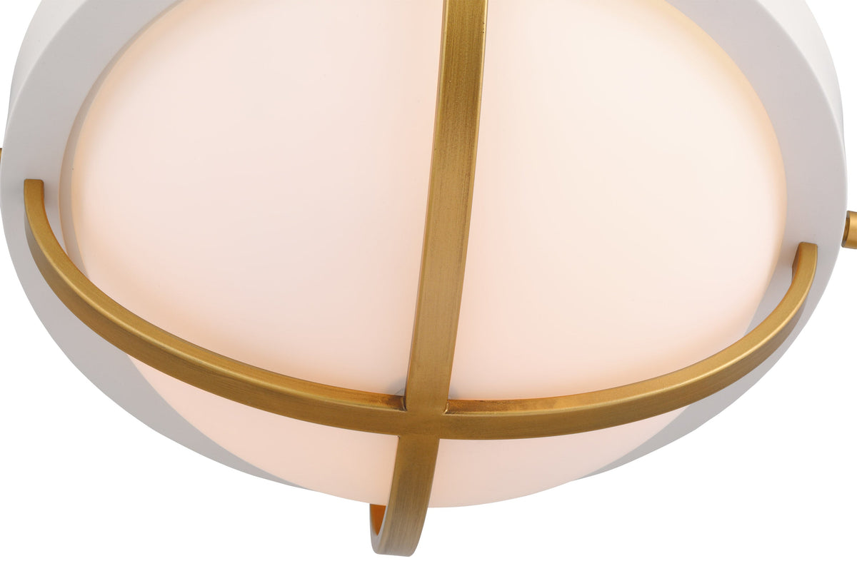 Lincoln 60w 2-Light Large Flush Mount Opal Glass E26 Base Matte White Finish