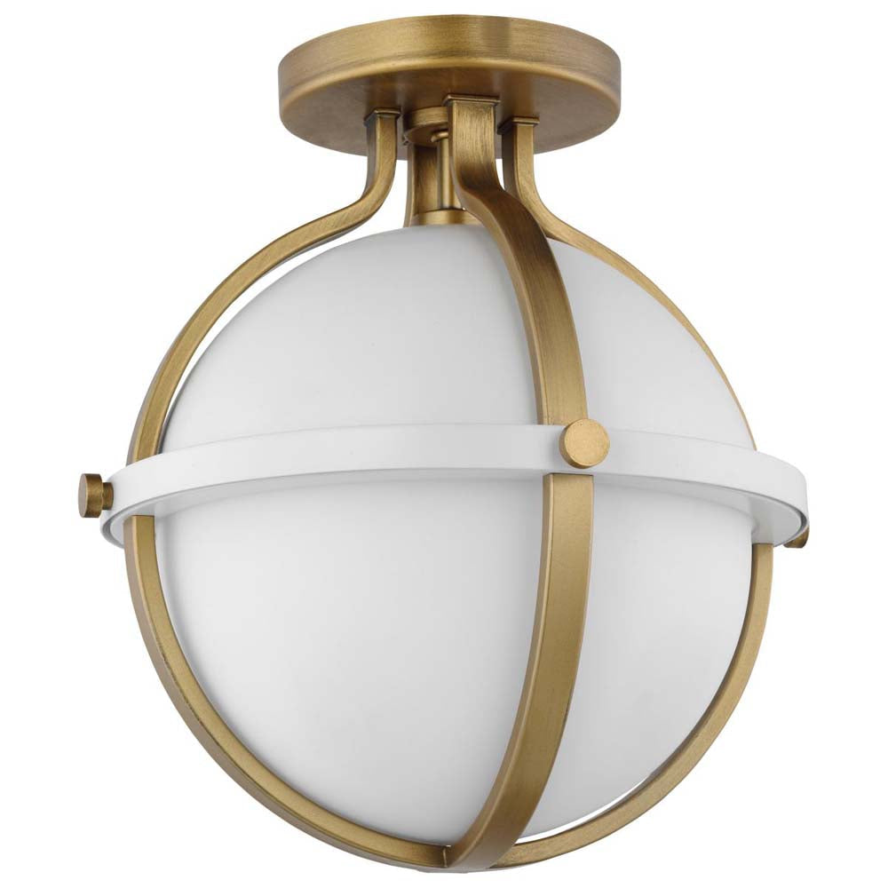 Lincoln 60w 1-Light Semi Flush Mount Opal Glass E26 Base Matte White Finish