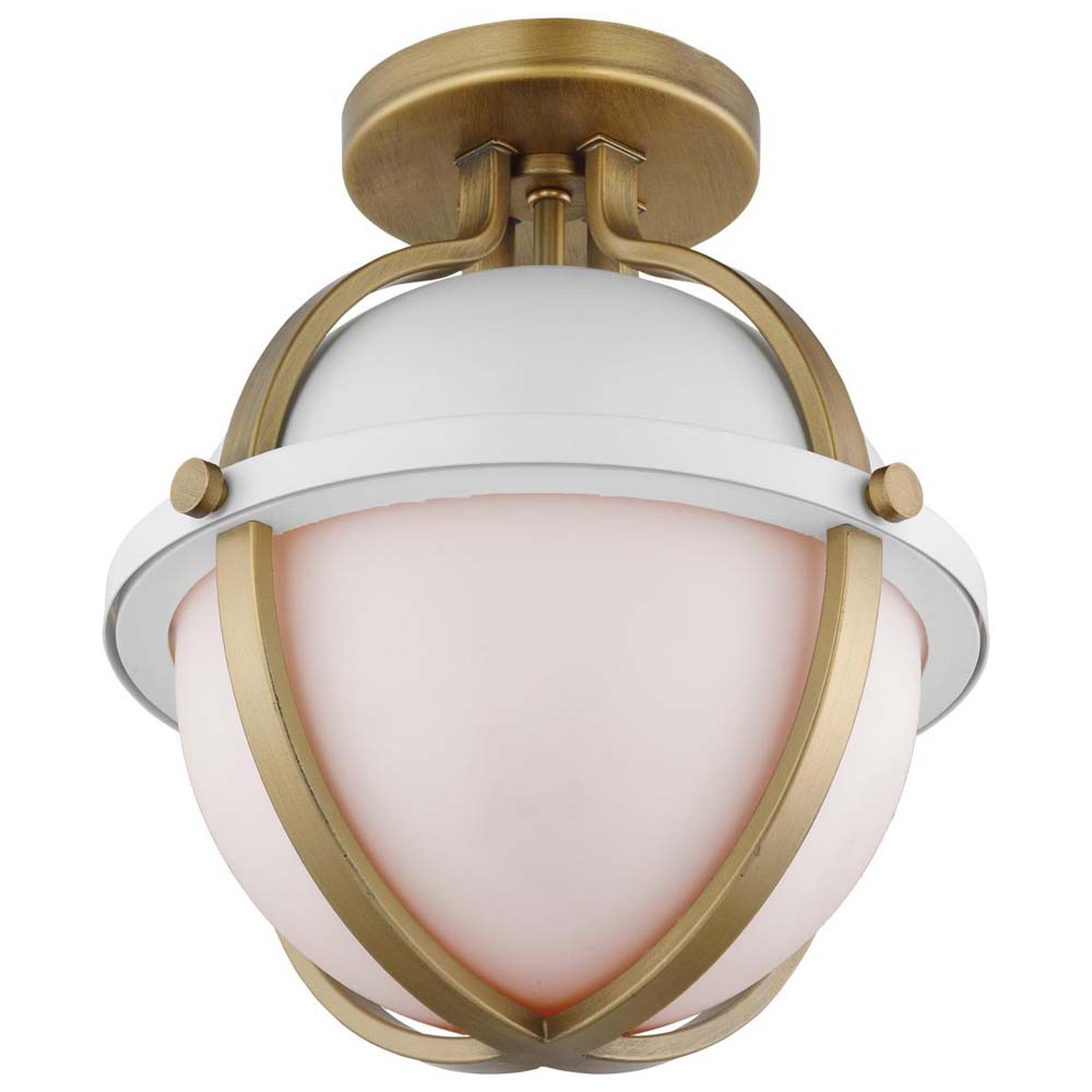 Lincoln 60w 1-Light Semi Flush Mount Opal Glass E26 Base Matte White Finish