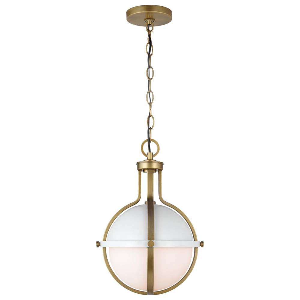 Lincoln Medium Pendant E26 Base 60w Matte White Finish White Opal Glass
