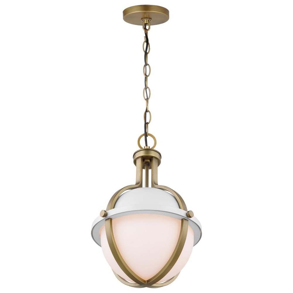 Lincoln Medium Pendant E26 Base 60w Matte White Finish White Opal Glass