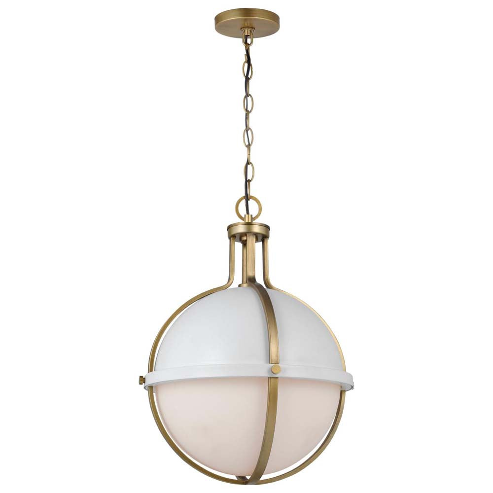 Lincoln Large Pendant E26 Base 60w Matte White Finish White Opal Glass