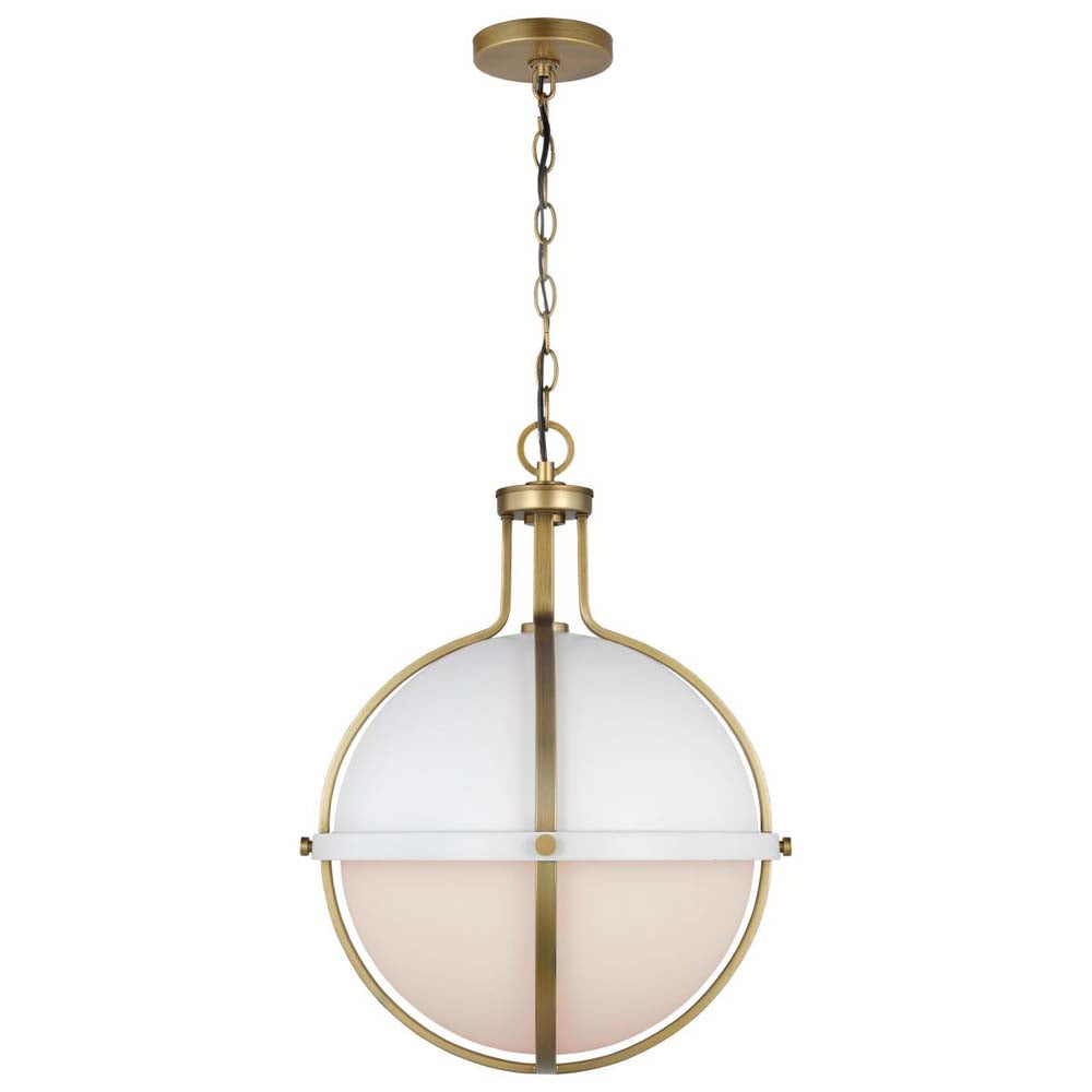 Lincoln Large Pendant E26 Base 60w Matte White Finish White Opal Glass