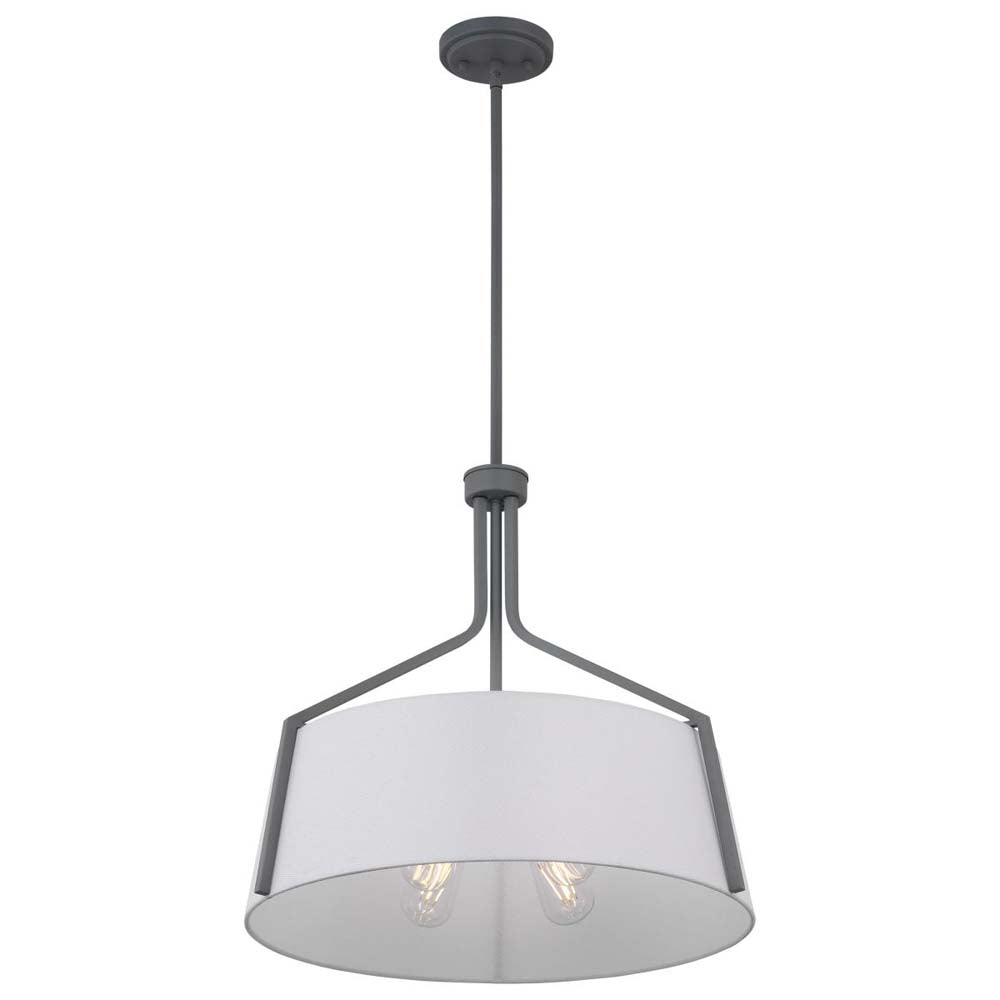 Livingston 4-Light Pendant E26 Base 60w Putty Grey Finish White Fabric Shade