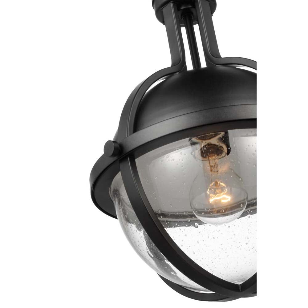Lincoln Medium Pendant E26 Base 60w Matte Black Finish Clear Seeded Glass