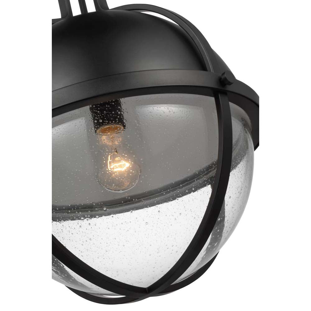 Lincoln Large Pendant E26 Base 60w Matte Black Finish Clear Seeded Glass