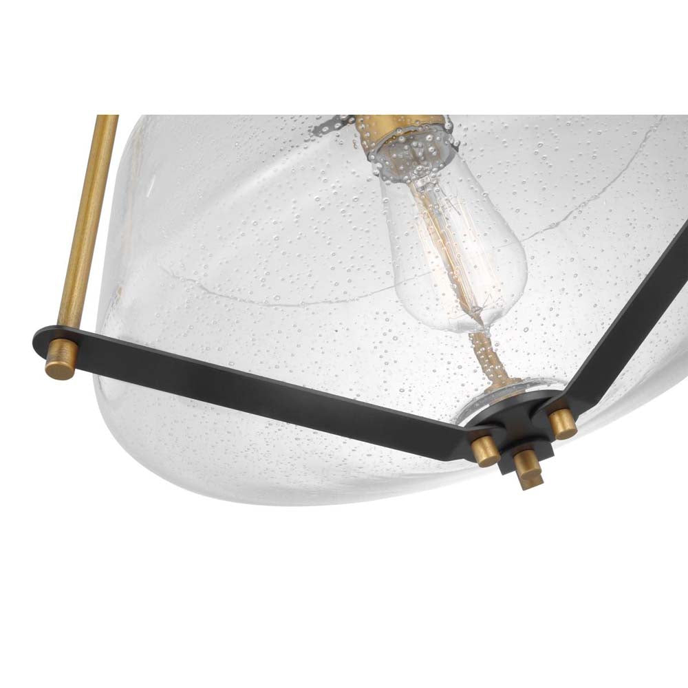 Starlight 60w 1-Light Semi Flush Mount Clear Seeded Glass E26 Base Black Finish