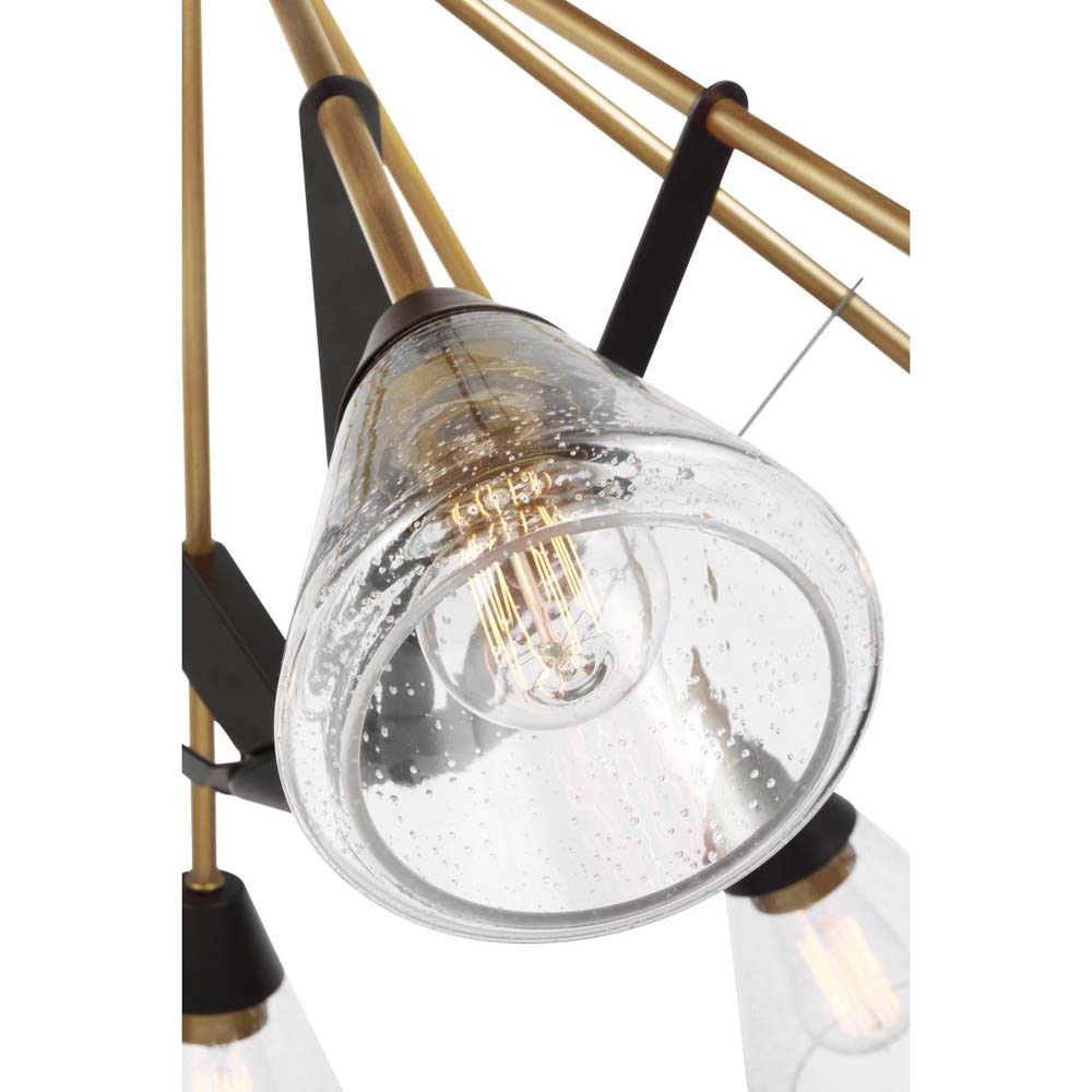 Starlight 60w 5-Light Chandelier Clear Seeded Glass E26 Base Matte Black Finish