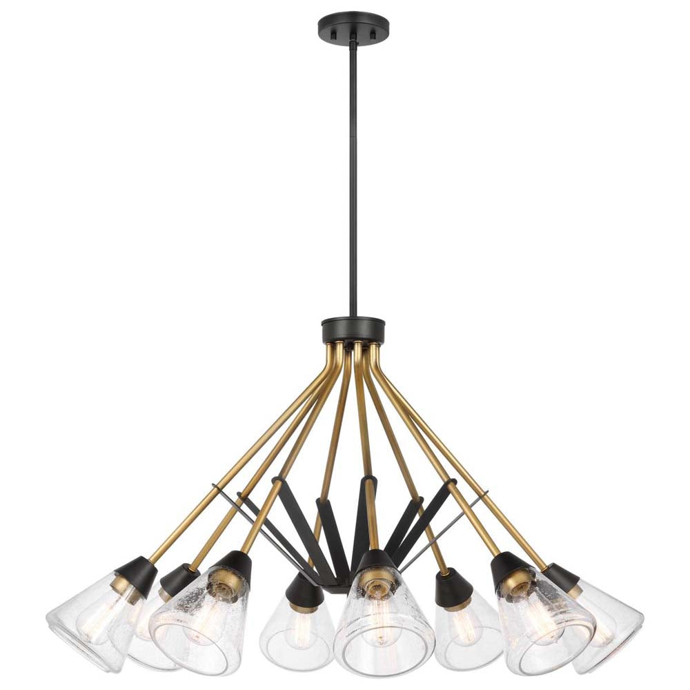 Starlight 60w 8-Light Chandelier Clear Seeded Glass E26 Base Matte Black Finish
