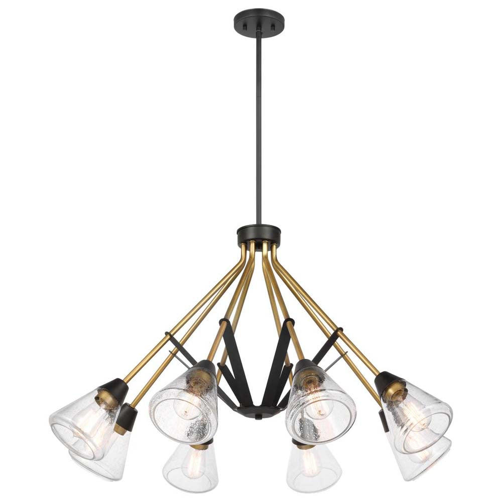 Starlight 60w 8-Light Chandelier Clear Seeded Glass E26 Base Matte Black Finish