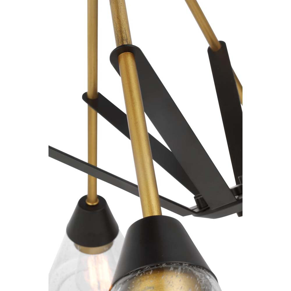 Starlight 60w 8-Light Chandelier Clear Seeded Glass E26 Base Matte Black Finish