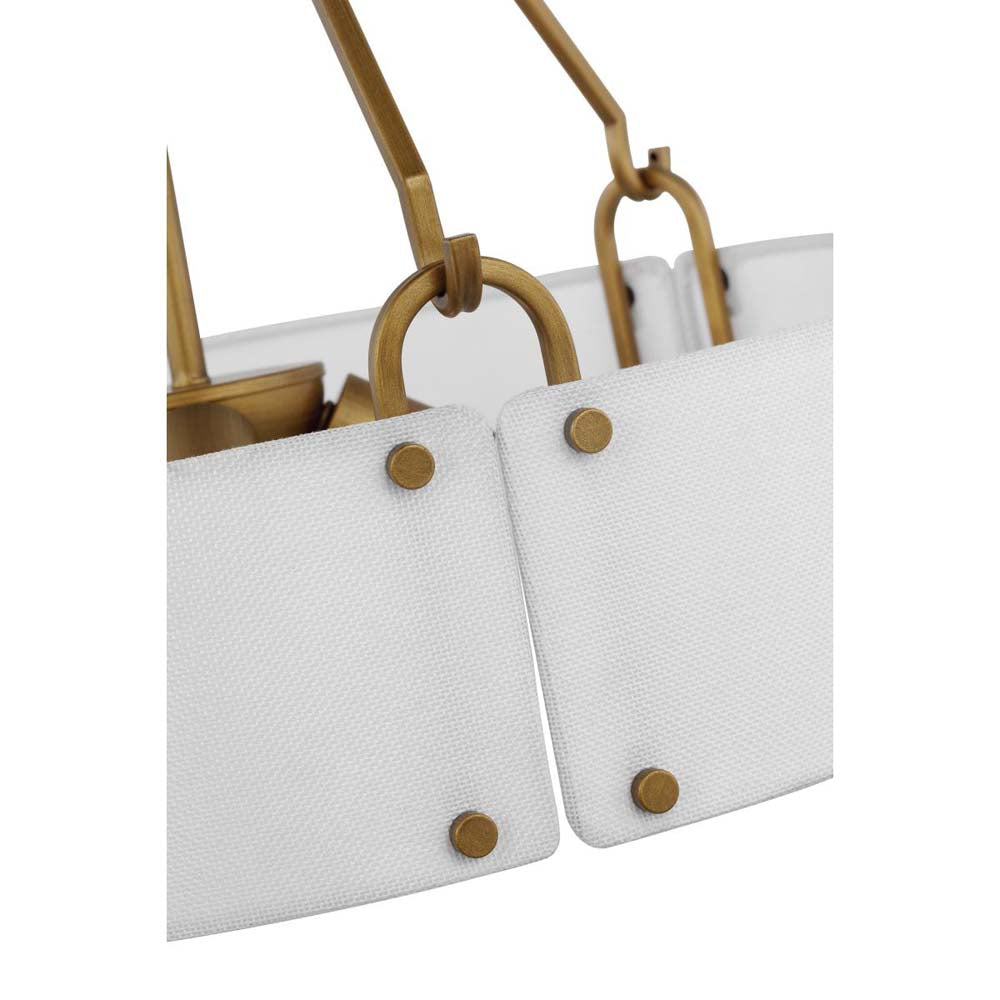 Halter 4-Light Pendant E26 Base 60wNatural Brass Finish White Fabric Shade