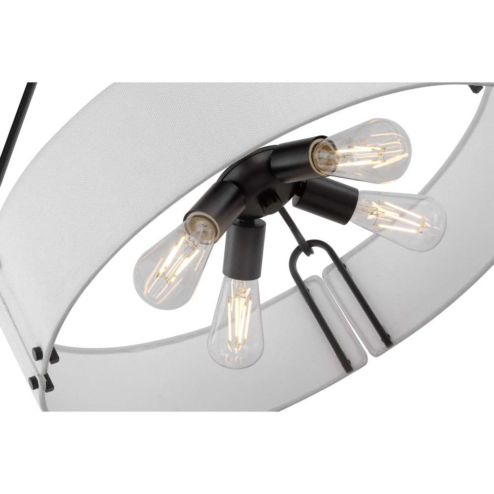 Halter 4-Light Pendant E26 Base 60w Matte Black Finish White Fabric Shade