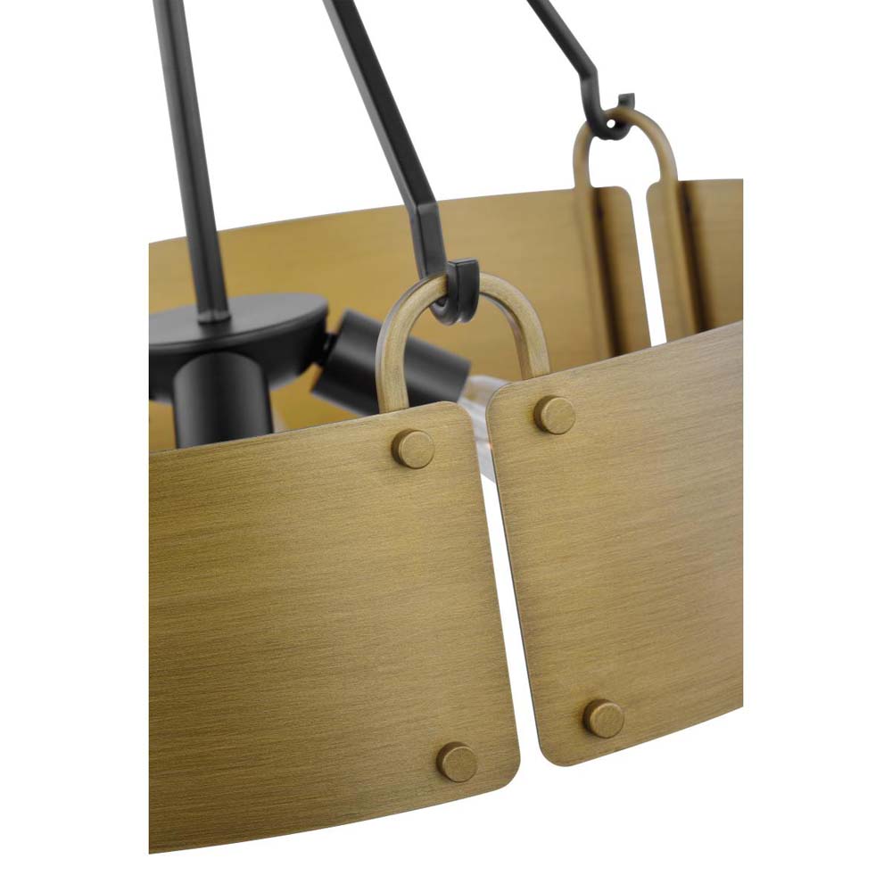 Halter 4-Light Pendant E26 Base 60w Matte Black Finish Natural Brass Metal Shade