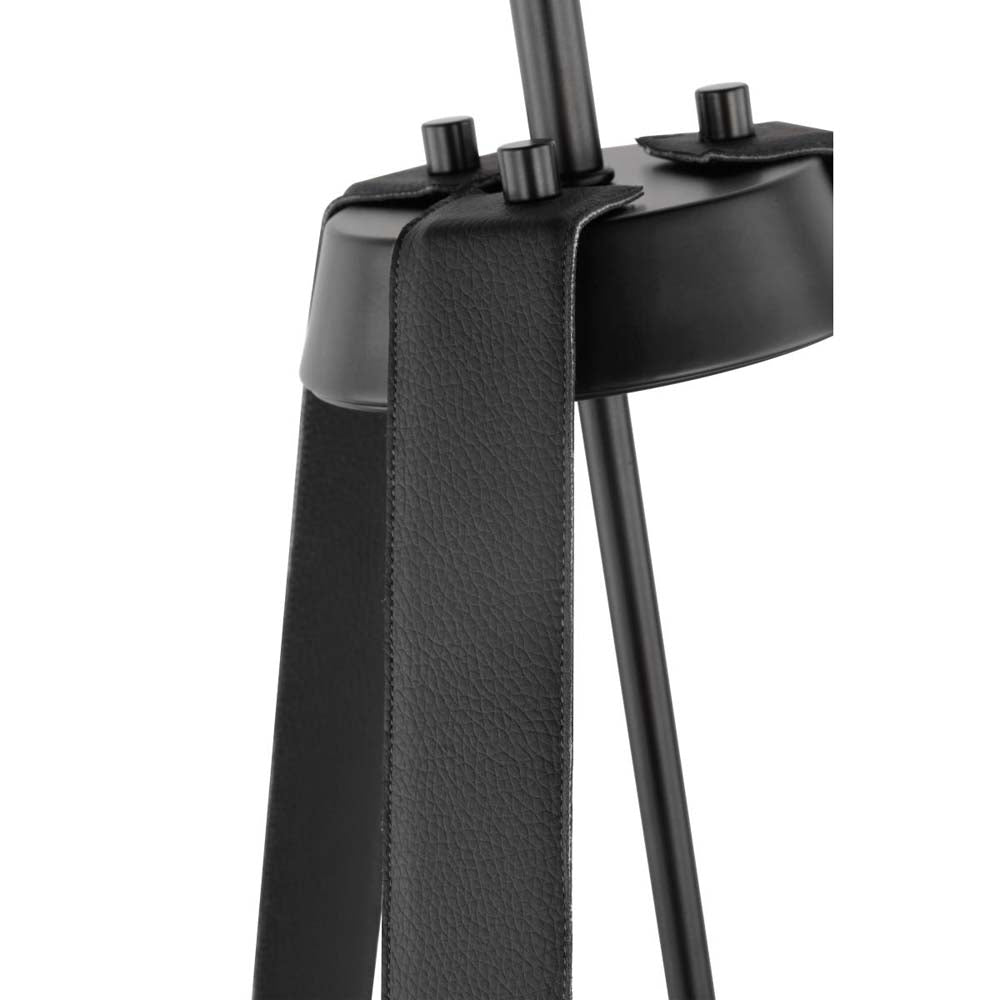 Brewster 3-Light Pendant Black Finish Faux Leather Wrapped Straps White Shade