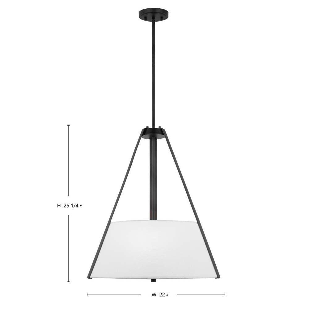 Brewster 3-Light Pendant Black Finish Faux Leather Wrapped Straps White Shade