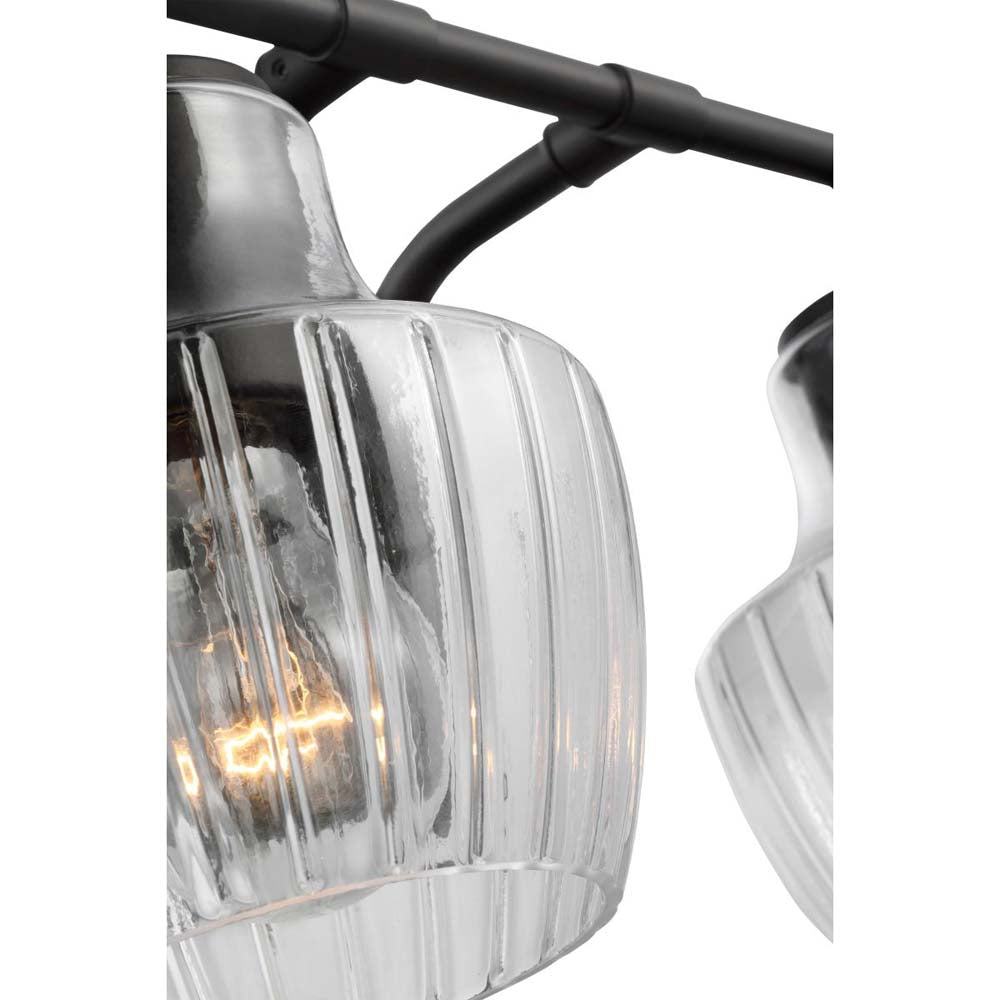 Destin 2-Light Vanity E26 Base 60w Black & Silver Finish Clear Ribbed Glass